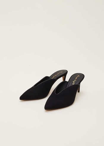 Phase Eight V Front Mule Flats Black Canada | ISFEHV-795